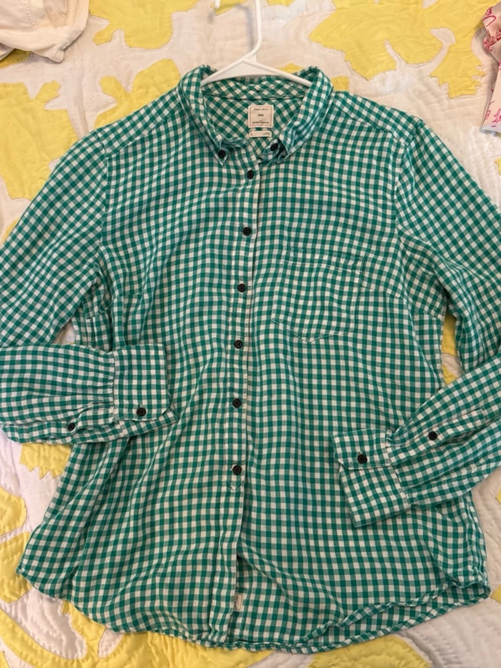 GAP Green and White Gingham Button-Down Shirt